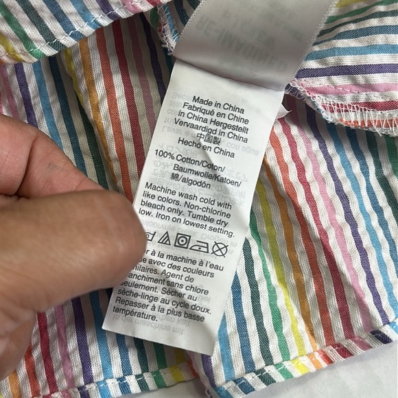 J. Crew V Neck Peplum Top Rainbow Seersucker Long Sleeve Womens Size 00 NWT - Picture 12 of 13